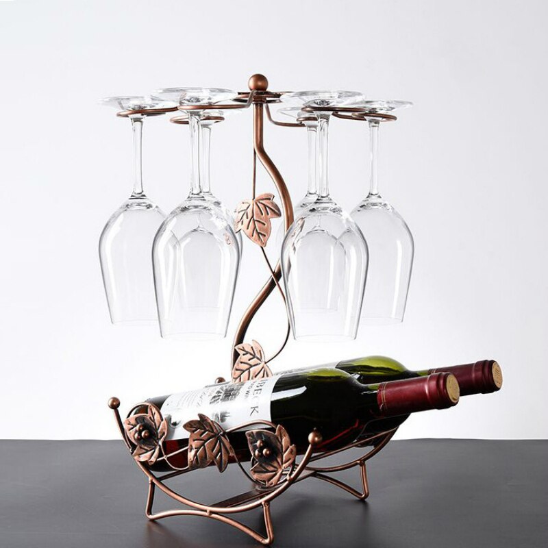 Ahorn Blatt hohl Wein Gestell Stand hängend Trinken Brille Stemware Gestell Regal Wein Flasche & Glas Tasse Halter Eisen Kabel