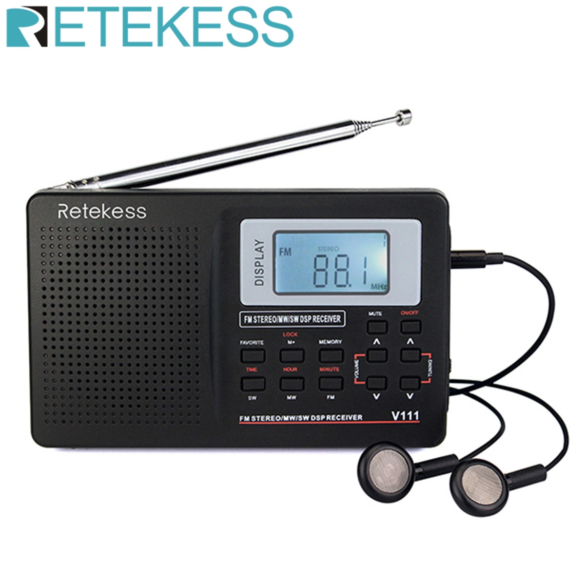 Retekess V111 Radio FM Stereo/ MW / SW Radio Bahnhof Volle Band Radio Empfänger Tragbare Uhr & Alarm