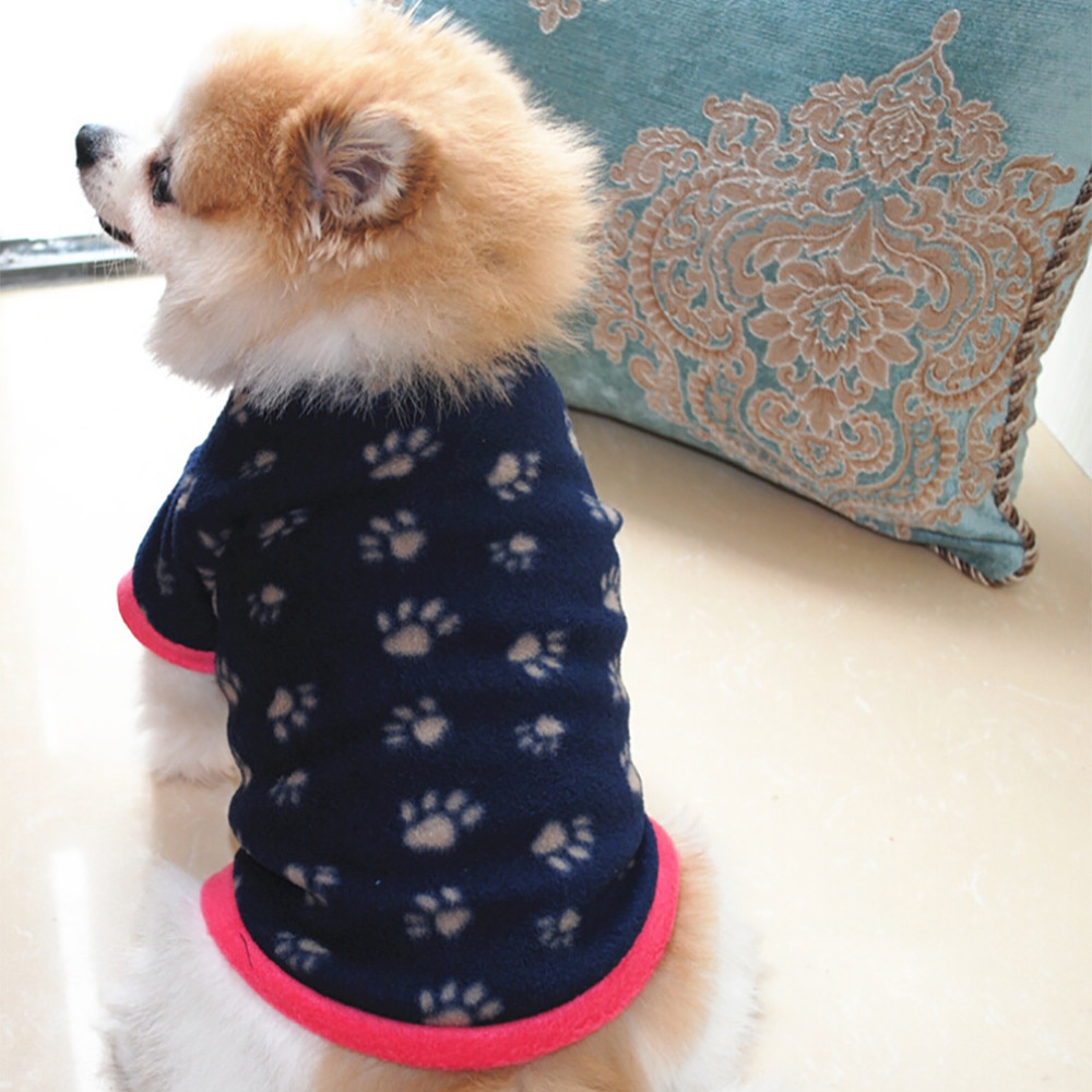 Hund fußabdruck Kleidung Für Kleine Hunde Weiche Haustier Hund zur Seite fahren Kleidung Für Hund Winter Chihuahua Kleidung Klassische Haustier Outfit