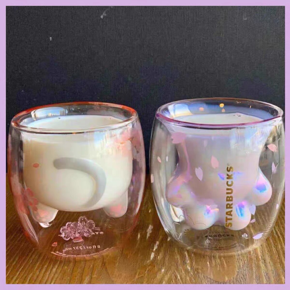 luxus Becher Begrenzte Lila Kirsche Katze Klaue Glas Geburtstag Kaffee Tasse Begleit Tasse Tragbare Wasser Milch Glas