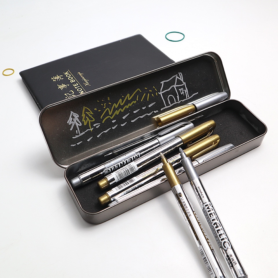 metallisch Farbe Kunsthandwerk Farbe Stift Gold und Silber Farbe Marker Reifen Metall Oberfläche CD Glas Wasserdichte Kennzeichnung Stift