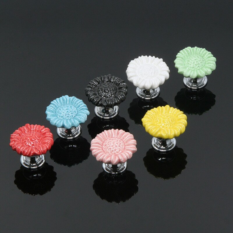 37MM Bunte Keramik blume Schrank Knöpfe Tür ziehen Griffe Schrank Schublade Schrank Möbel Griff Knöpfe