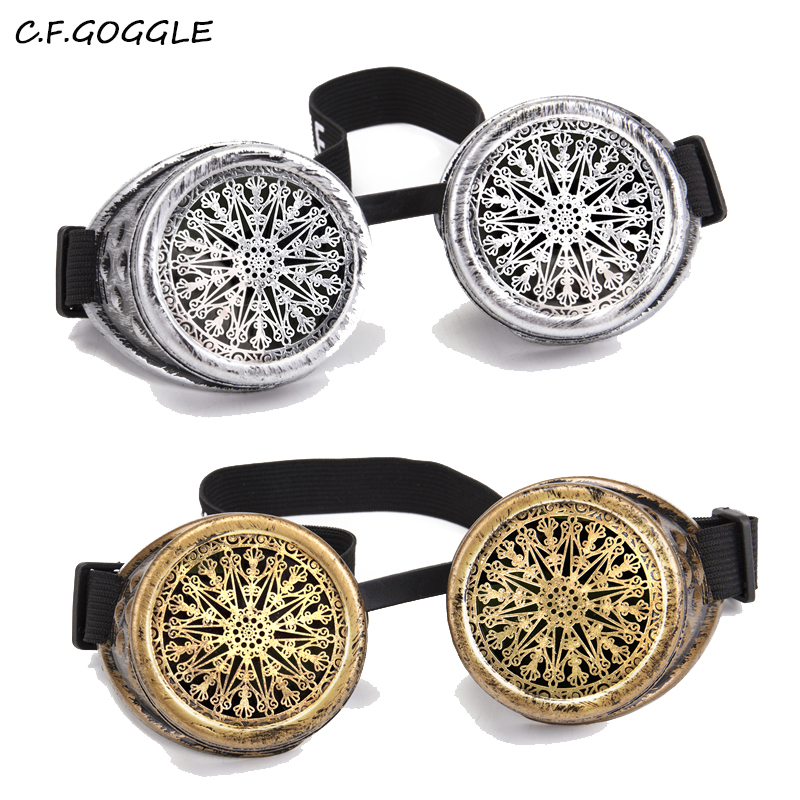 C. f. GOGGLE Neue Steampunk Schweißen retro gotisch Stil Runde Rahmen Winddicht Brille Männer Frauen Cosplay Party 2 Farben