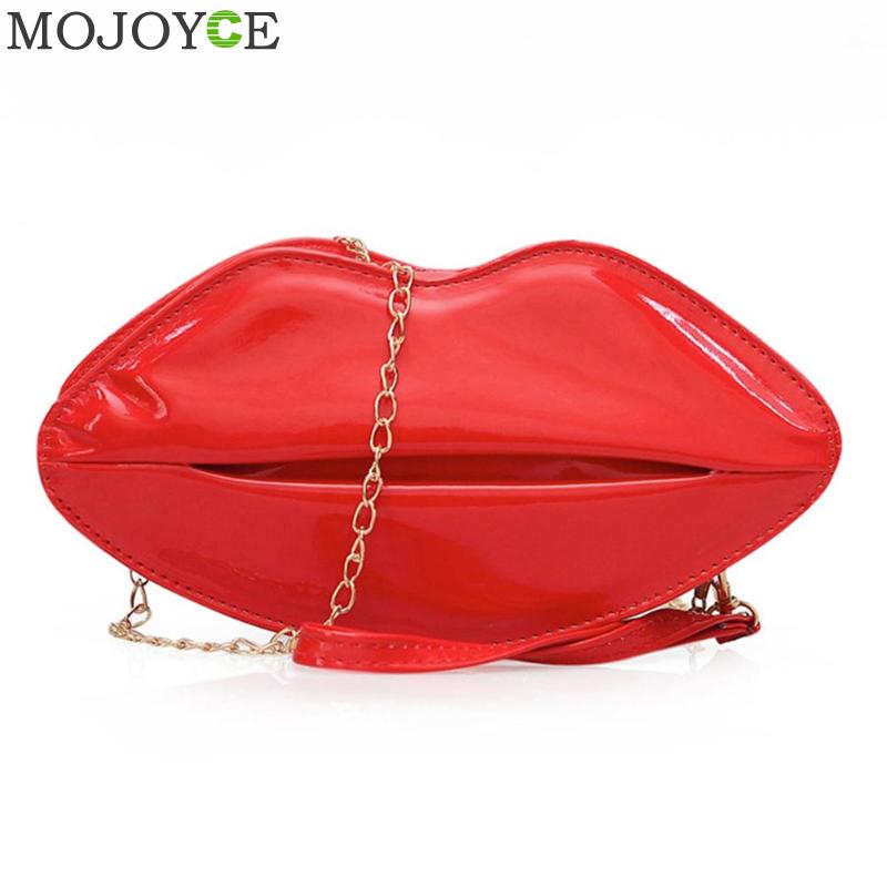 Frauen verrotten Lippen Kupplung Tasche Damen Pu Leder Kette Schulter Tasche Bolsa Abend Tasche Lippen bilden Geldbörse