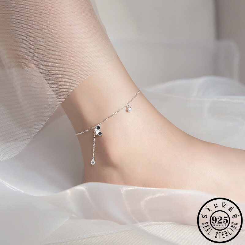 100% 925 echt Sterling Silber Kleine Schmetterling Perle Fußkettchen Armbinde für Mädchen Frauen modisch Zirkon Fußkettchen Fuß Edlen Schmuck