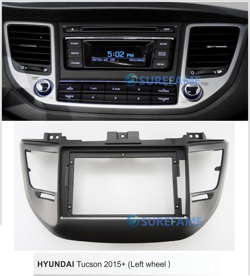 9 Zoll Auto Radio Faszie für HYUNDAI Tucson (Verknüpfungen Rad, Schwarz) Tafel Bindestrich Bausatz Installieren Adapter Lünette Konsole Platte facia