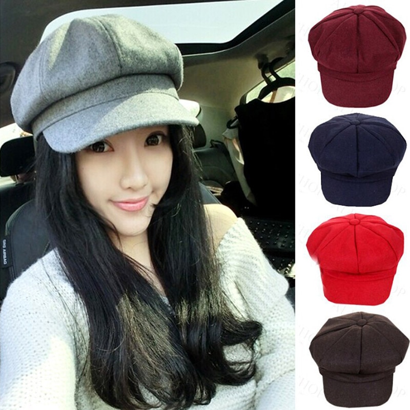 neueste männlich weiblich gefühlt Hut fest Farbe achteckig Deckel Maler Hut Koreanisch Stil retro Deckel Pro Frühling Herbst Reisen