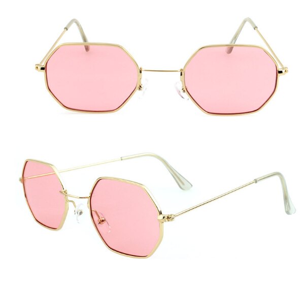Angeln Camping Wandern Klare Linse Sonnenbrille Männer Jahrgang Sonnenbrille Hexagon Metall Rahmen Sonnenbrille Frauen Polygon