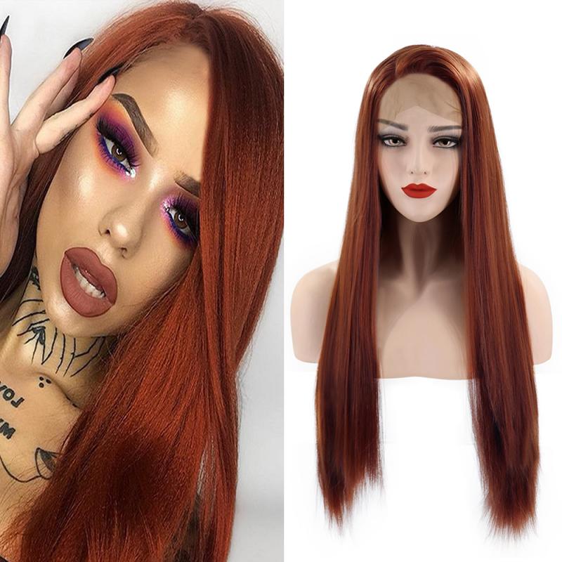 sterben Neue Explosion Modell Europäischen Und Amerikanischen Perücke Weibliche Vordere Spitze Chemische weiche Faser Lange Gerade Haar Perücke 24 Zoll TSLM2