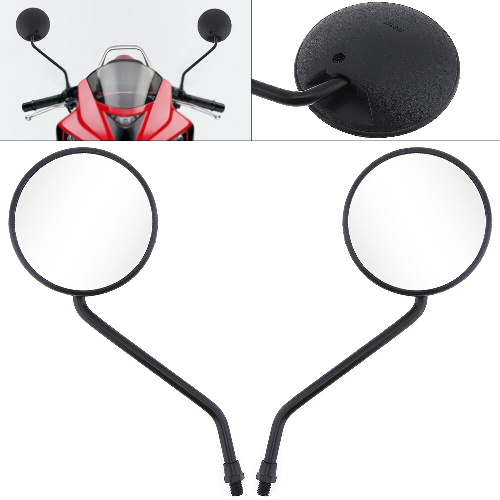 2Stck 10mm Universal- Motorrad Rückspiegel Runde Kreis Ellipse Eisen Seite Spiegel Verknüpfungen Rechts für Motorrad Motorrad Rolle