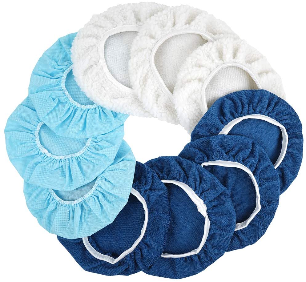 Polierer Pad Motorhaube 10Stck (9 zu10 Zoll) waxers Motorhaube einstellen Auto Polieren Pad Bausatz mischen Pack von Nicht-gewebte Stoff Wolle Mikrofaser