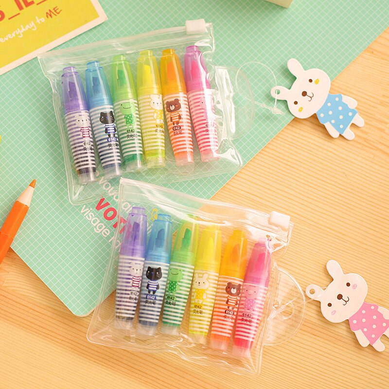 einstellen von 6 Nette Mini Textmarker Farbe Marker Stift Zeichnung Flüssigkeit Kreide Schreibwaren Schule Bürobedarf Werbe