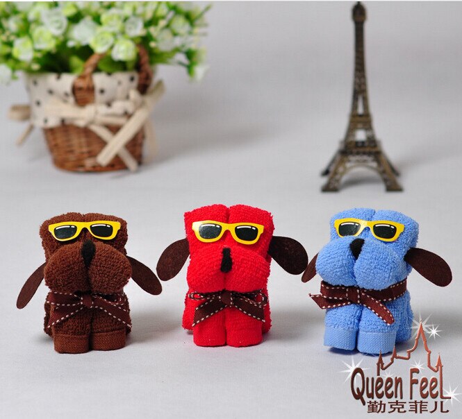 1 stück 30*30 cm gläser hund handtuch Mini handtuch kuchen handtuch geburtstag valentinstag weihnachten einfarbig