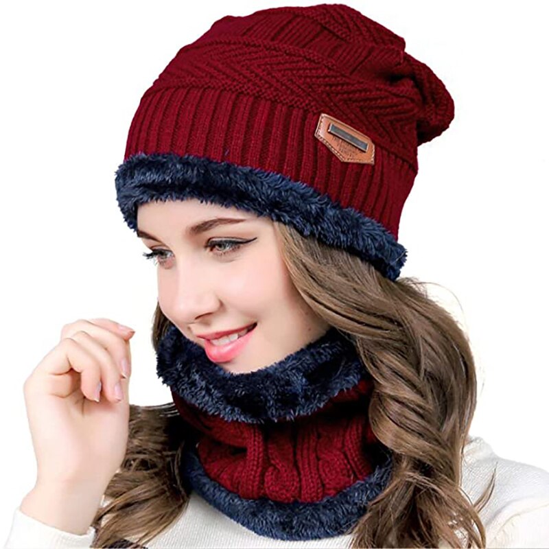 Balight Nacken Wärmer Strick Hütte Schal setzt Pelz Wolle Futter Dicke Warme betroffen Mützen Sturmhaube Winter Hütte Gesicht Masken Hütte unisex