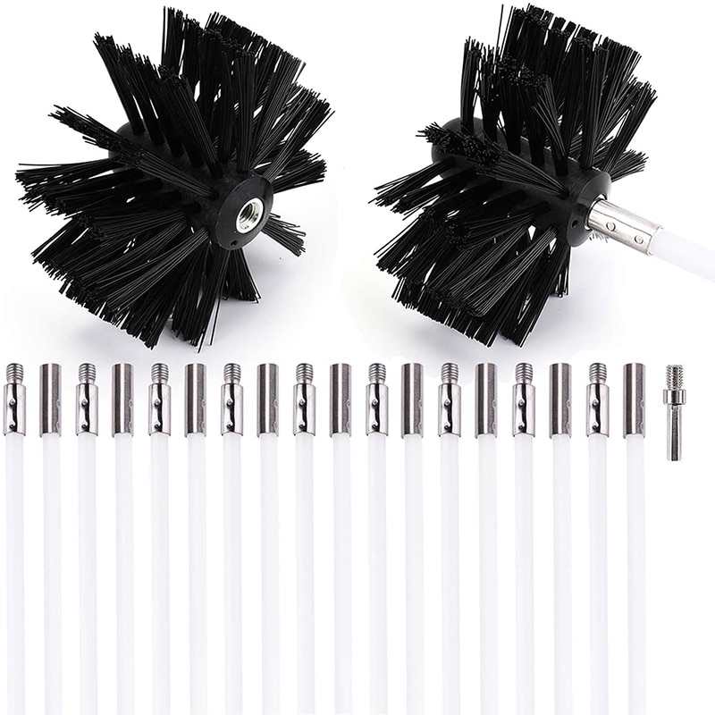 24 füße Trockner entlüften Reiniger Bausätze, Fussel Entferner, wiederverwendbar flexibel Kamin Kamin Reinigung Pinsel mit Bohrer Befestigung