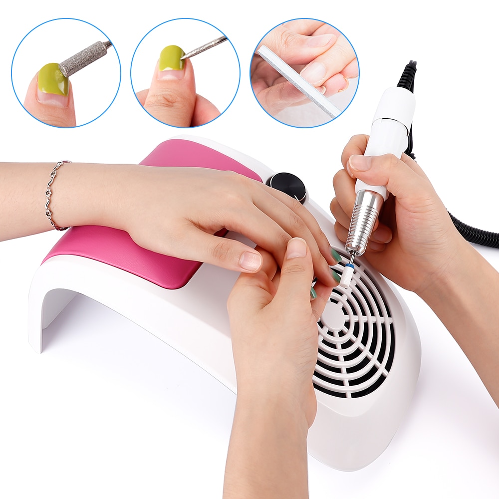 60W Starke Leistung Nagel Staub Kollektor Staubsauger mit 2 Staub Sammeln Tasche Für Nagel Staub Fan Staubsauger Nagel Kunst Salon