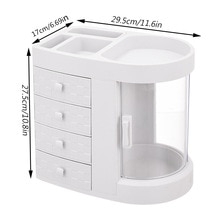Neue 4 Schublade Dressing Tisch machen-hoch Halfter Lagerung Kasten transparent Drehung Fenster Lippenstift Organizer Für Kosmetik Pinsel Schmuck