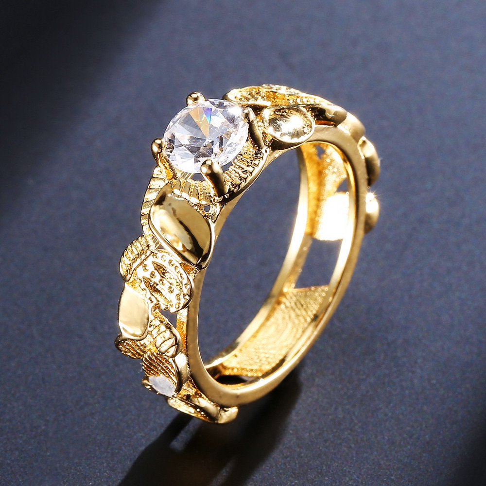 14k Gelb Gold Diamant Ringe für Frauen Beste Liebe Mama Anillos Bizuteria Edelstein 14k Gold und Diamant Hochzeit ringe Schmuck
