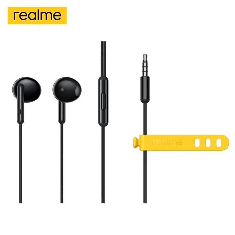 Realme Knospen Klassische 3,5mm verdrahtet Kopfhörer 14,2mm Große Fahrer Gebaut-in Mikrofon Musik Anruf Kontrolle halb in-ohr Verdrahtete Kopfhörer