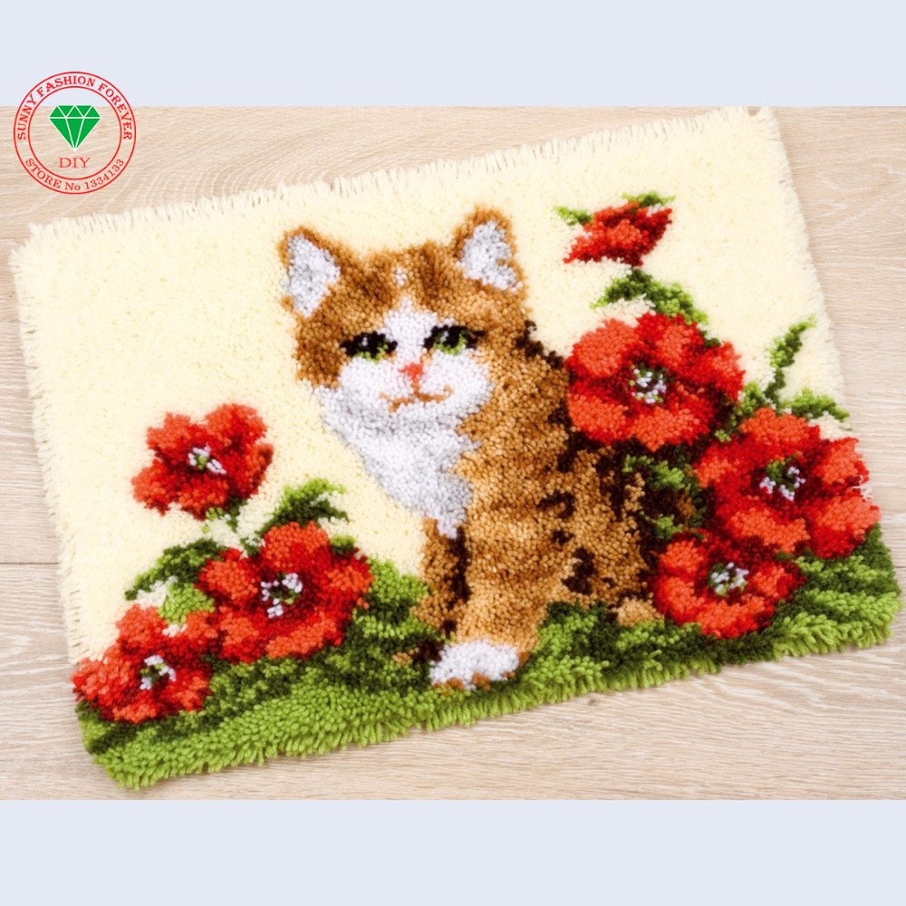 Hobby Hand verriegeln haken teppich Bausatz Katze teppich Patchwork teppich betroffen kreuz-stich Teppich stickerei stich gewinde kissen
