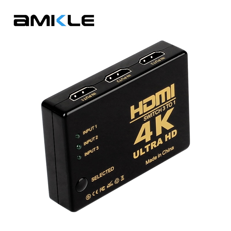 AMKLE HDMI Schalter 4K * 2K 3D HDMI Splitter Mini 3 Häfen Umschalter 3-in-1 -aus HDMI Hub für DVD HDTV Xbox PS3 PS4 Latptop TV Kasten
