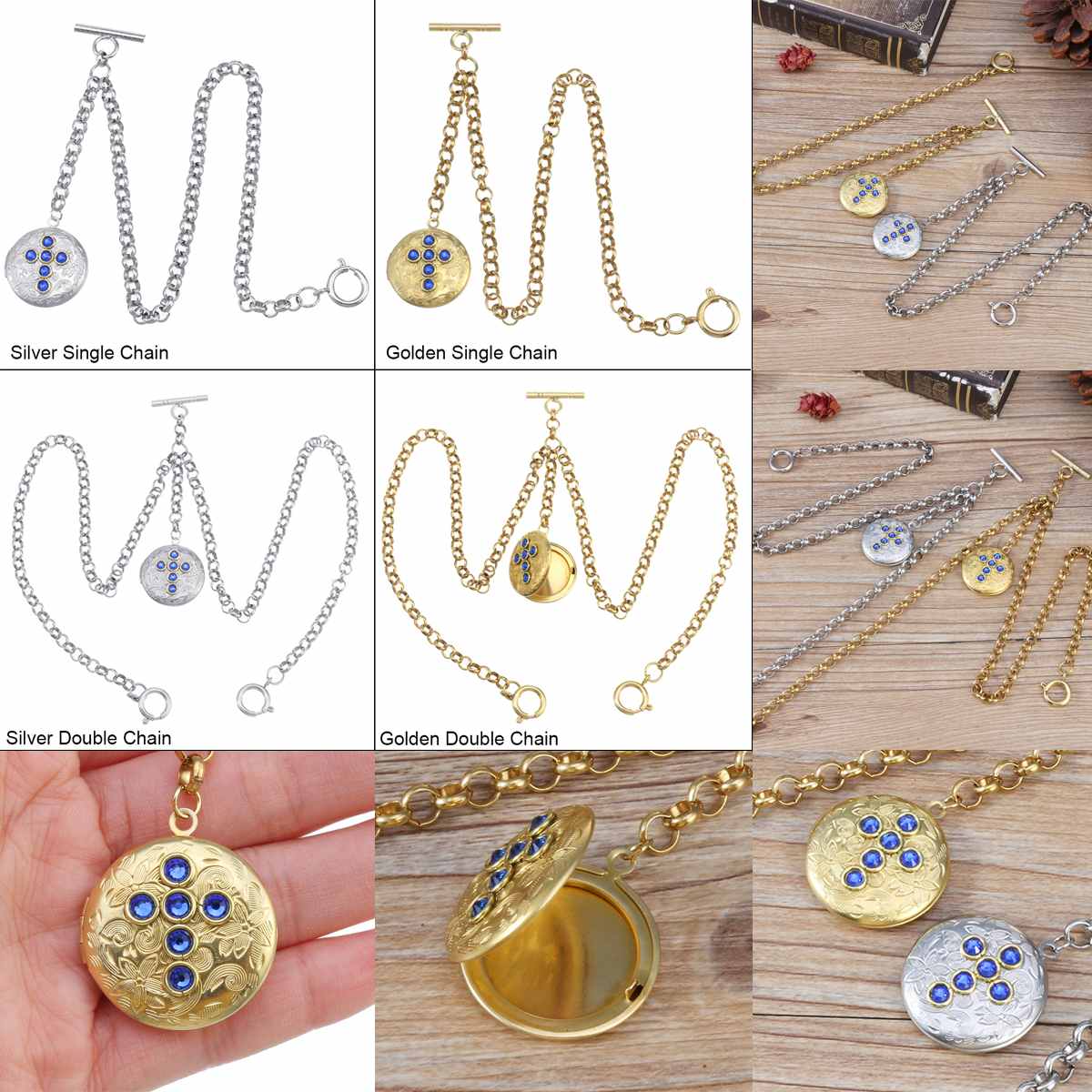 Goldene/Silber retro Legierung Einzigen/Doppel Albert Taschenuhr Halfter Kette Jahrgang Stil Halskette Kette Für Männer Frauen collares