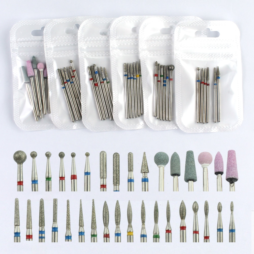 6pc Diamant Nagel Bohrer einstellen rotierend Elektrische Manikübetreffend Bohrer Fräsen Cutter für Pedikübetreffend Häutchen Sauber Werkzeug Nagel Kunst ausrügestochen