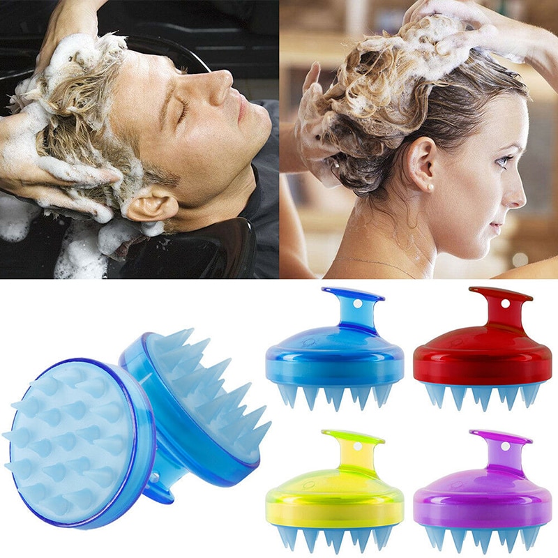 Silikon Pinsel Kopfhaut Shampoo Massage Pinsel Waschen Massagegerät Kopf Haar Dusche Kamm JAN88