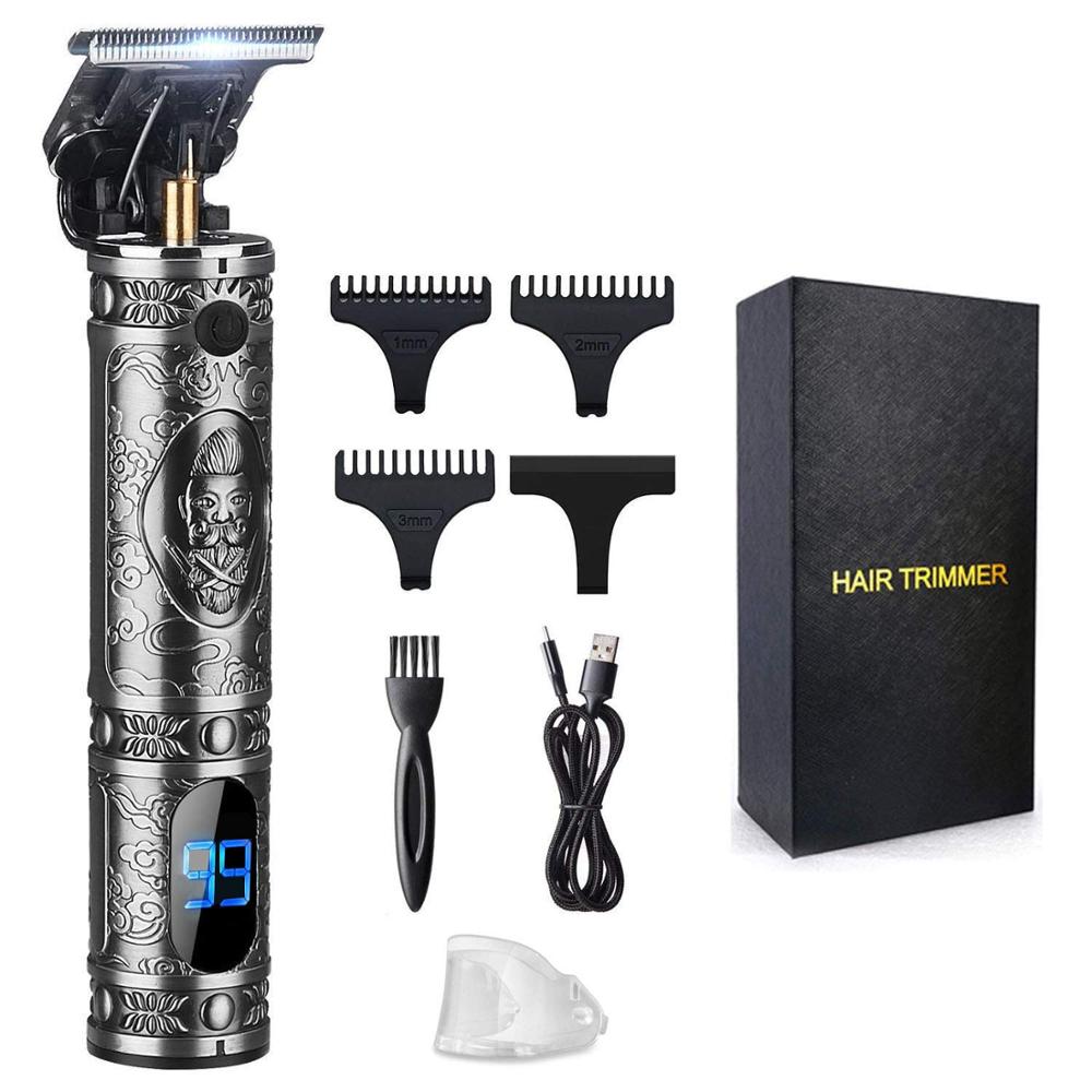 kabellos professionelle LCD haar Trimmer Null gapped T klinge Schermaschinen nah dran-schneiden t-outliner für männer USB aufladbare Salon friseur haarschnitt
