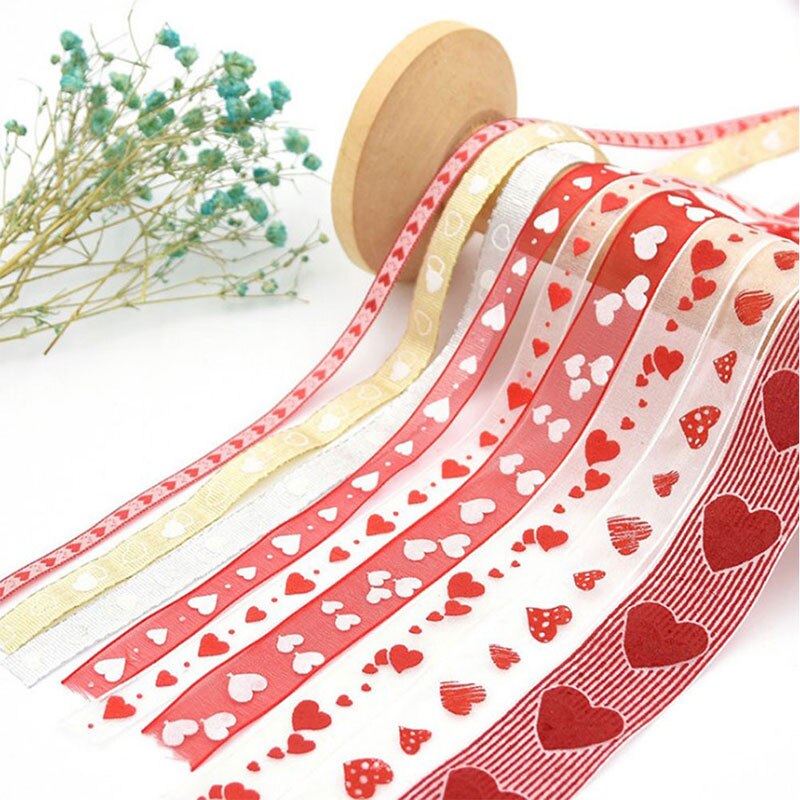 Organza Band Herz Band Hochzeit Cookie Süßigkeiten Dragees Kasten Kuchen Kasten Verpackung Band Taschen Verpackung