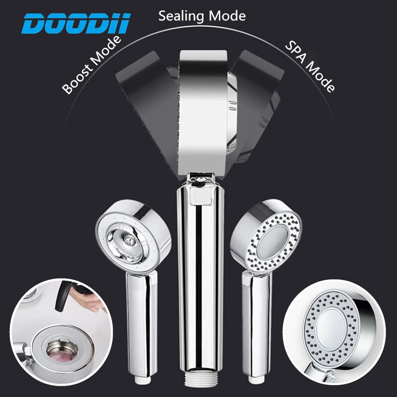 Doppelseitige Doppel Funktion Dusche Kopf Wasser sparen Runde ABS Chrom Booster Schlecht Dusche Hochdruck Handheld Hand Dusche