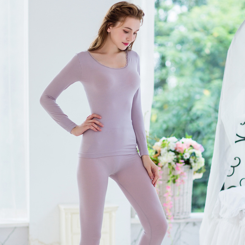 Frauen Thermische Unterwäsche setzt Weibliche Lange Unterhosen Super Elastische Ultradünne wärmeerzeugenden Spitzen Böden Warme Damen Thermische Spitze oben