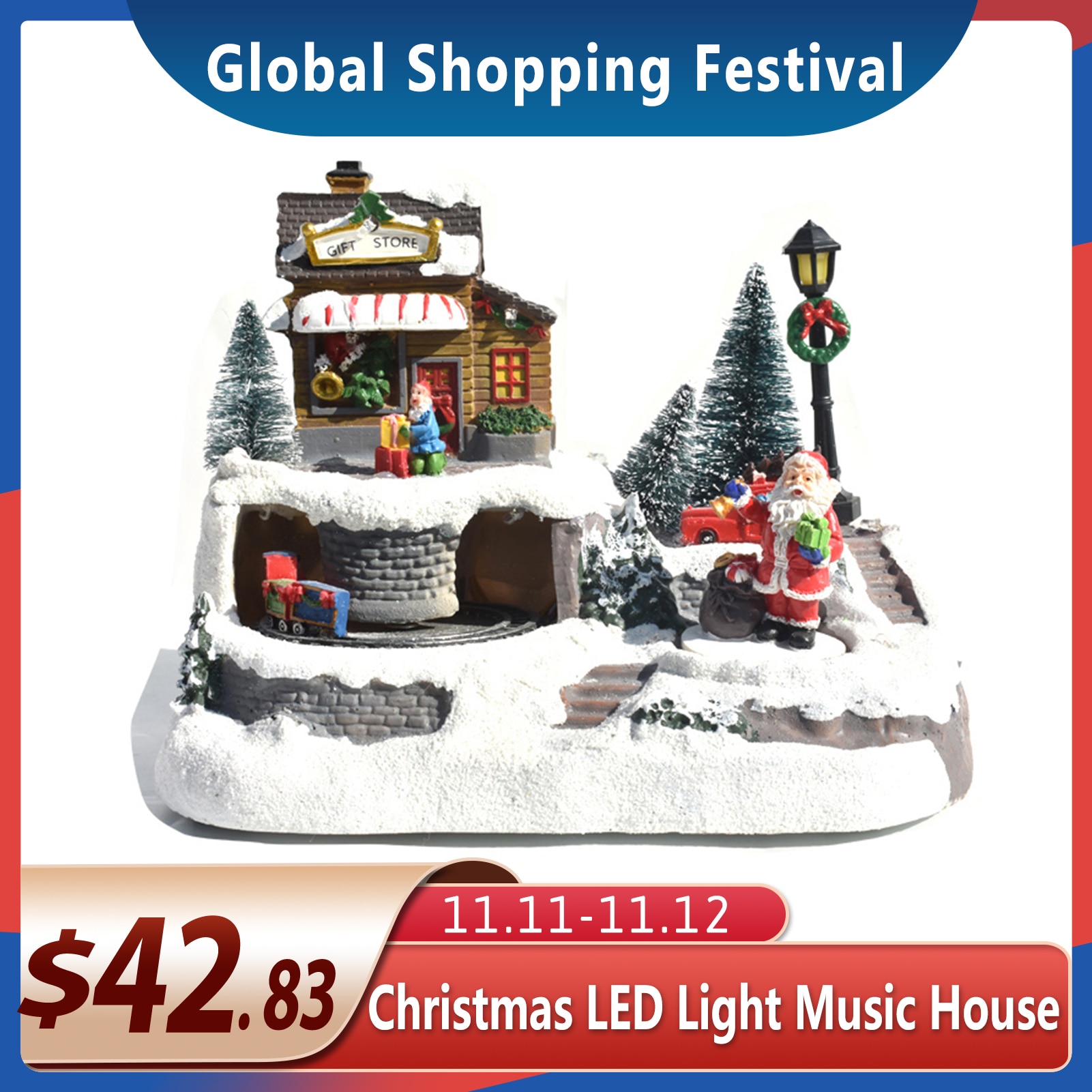 Weihnachten Leuchtende LED Licht Musik Haus Europäischen Stil Haus exquisit Handwerk Hütte Weihnachten Schneemann Santa Dekorationen