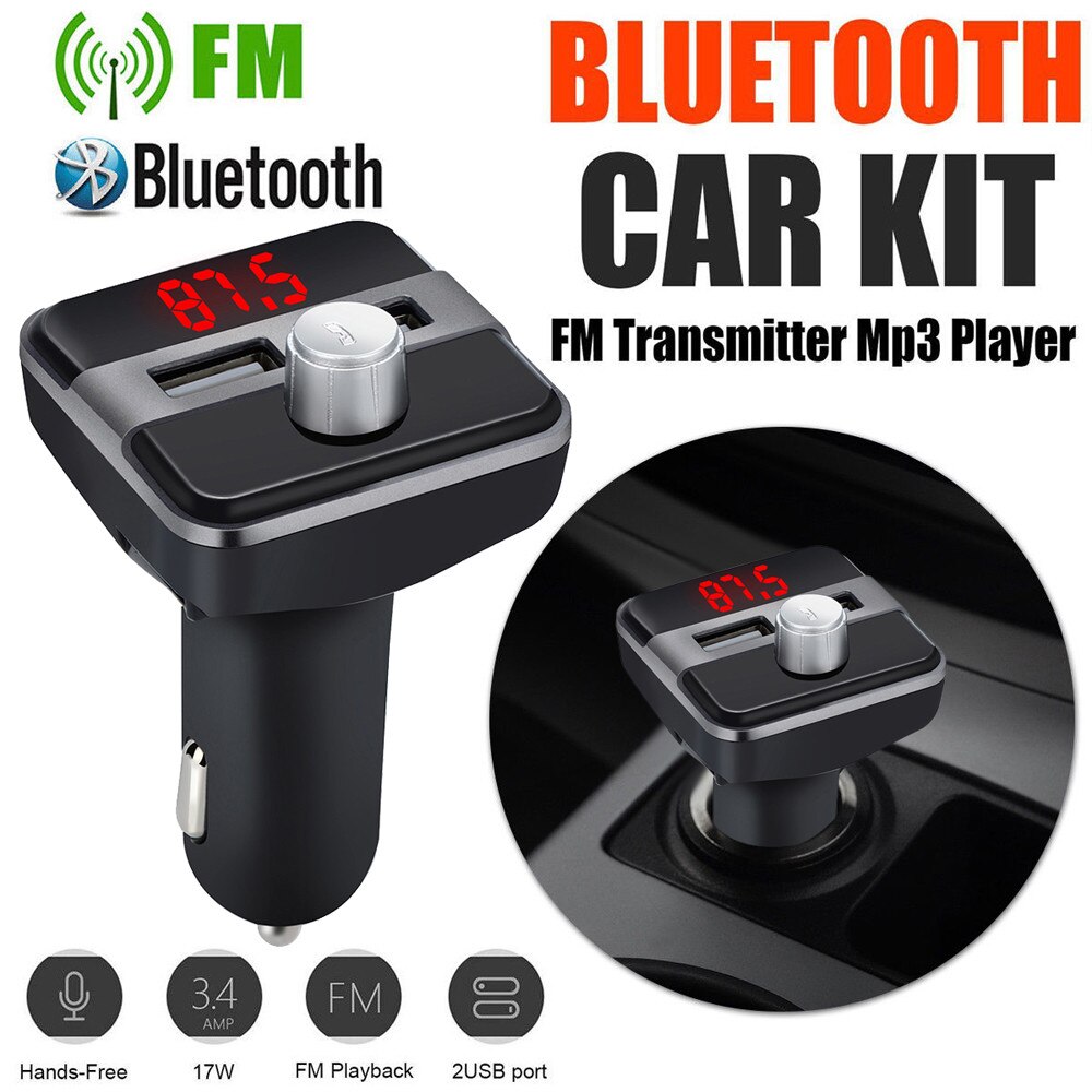 Auto Mp3 Spieler Drahtlose Bluetooth Auto Fm Sender Radio Lcd Aux Sd Karte Dual 2 Usb Ladegerät Mp3 Spieler Auto elektronik