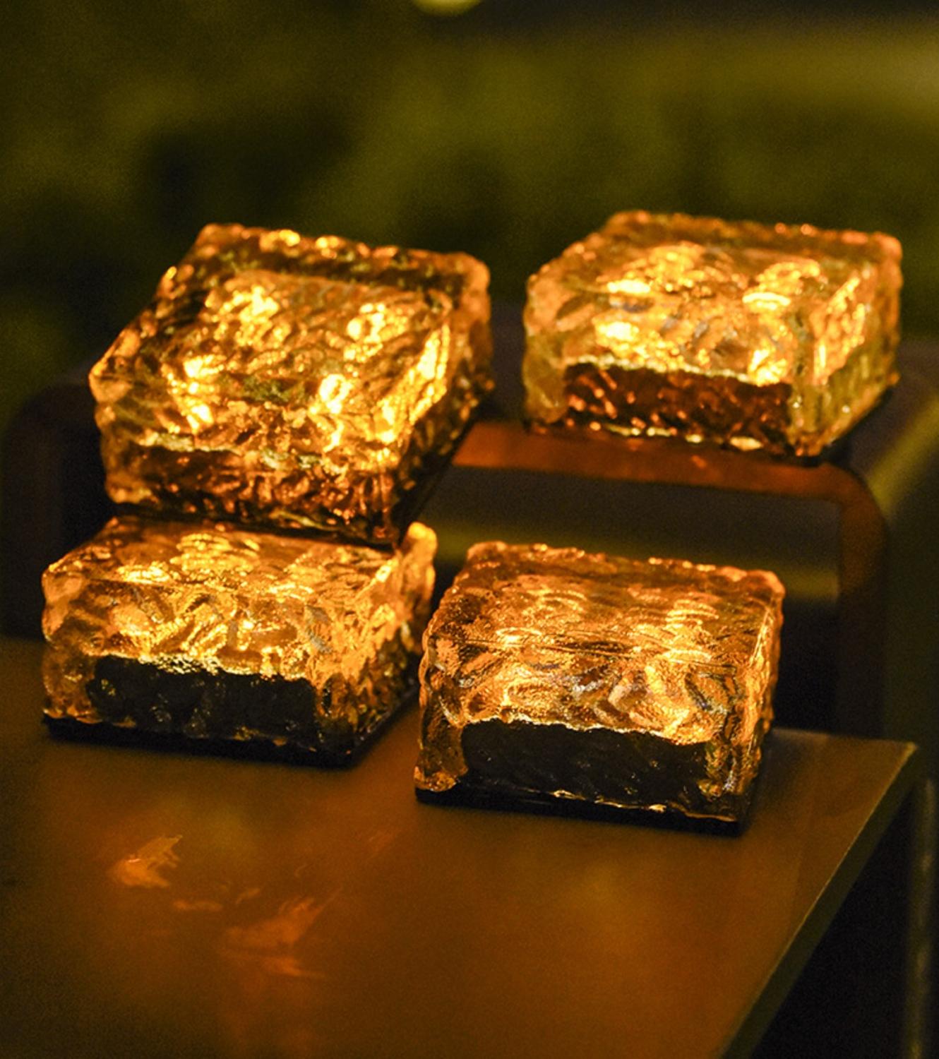 1PC Kleine Eis Kristall Lampe, Solar- Glas Ziegel Lampe, LED Landschaft Lampe Begraben Lampe Platz Würfel, milchglas Lampe