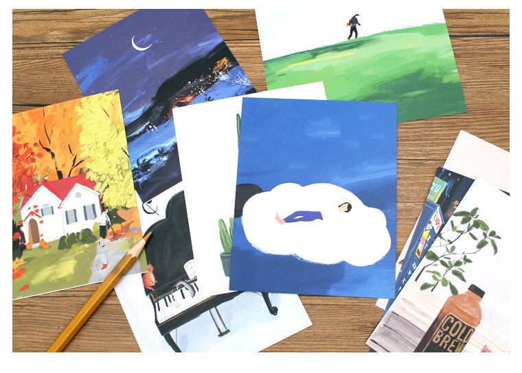 Kunst Stadt Doppelseitige aufbringen Dekorative Karte Foto Requisiten Diy Kollokation Postkarte Hintergrund Zauberstab Aufkleber Gruß Karte