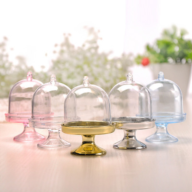 Kreative transparent Kunststoff Tablett Süßigkeiten Kasten Runde DIY Lagerung Süssigkeit Kasten Kuchen Startseite Geburtstag Hochzeit Party Dekoration Snack-Kasten