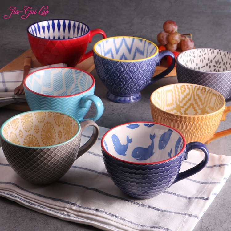 Keramik Hand bemalt tasse Kreative Jahrgang Tasse Cafe Bar liefert Geprägte persönlichkeit frühstück tasse G001