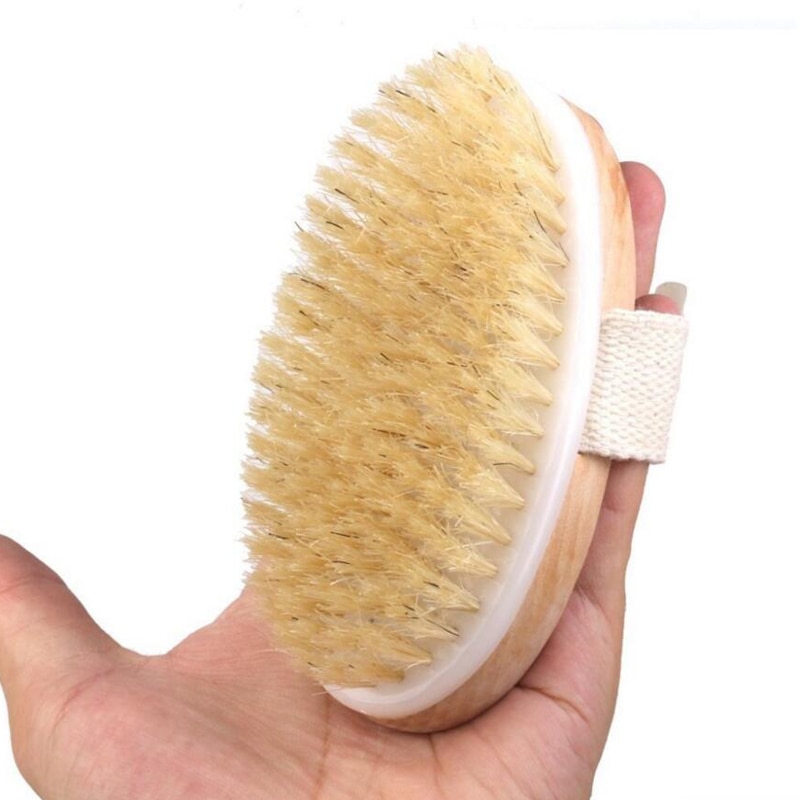 Holz Spa Körper Trocken Pinsel Natur Wildschwein Borsten Pinsel Weiche Peeling bat Pinsel Für Massagegerät Schlecht Dusche Zurück Reinigung Werkzeug