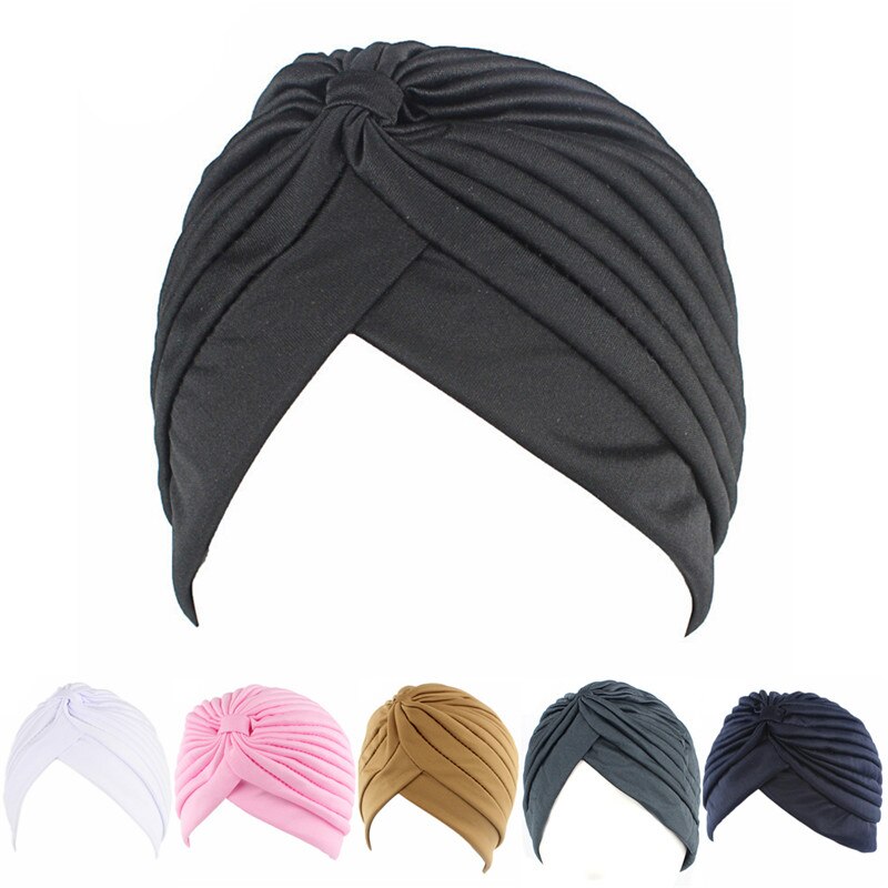 Neue Frauen Kappe einfarbig Turban Muslim Kappe Frauen Elastische dehnbar Mützen Hütte Bandanas Großen Satin- Motorhaube Indische