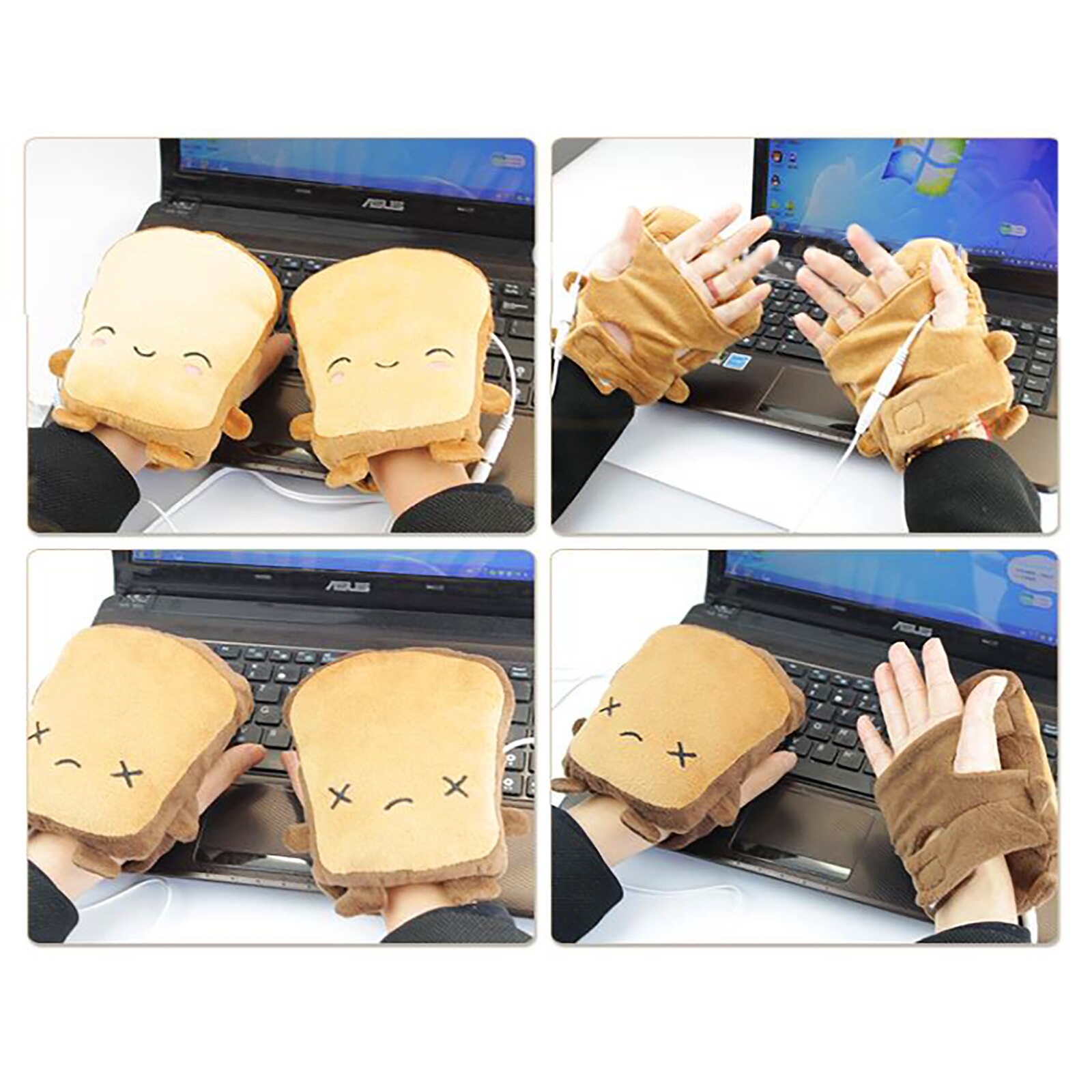 Heizung Elektrische Karikatur Handschuhe USB Hand Wärmer Elektrische Handschuhe 5V Toast Nette Brot Typ SchöNe Brot Nette USB Heizung handschuhe