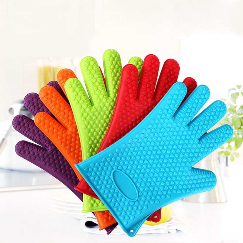 Hitzebeständige Ofen Handschuhe draussen Grill Silikon Grill Handschuhe Ofen Fausthandschuh Küche Werkzeuge Solide Kochen Backen Zubehör 1 stücke