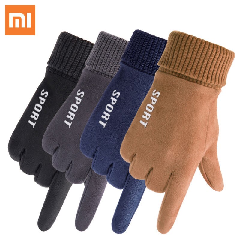 Xiaomi Winter Warme Voll Finger Handschuhe Männer Frauen Touchscreen Handschuhe draussen Sport Skifahren Handschuhe Nicht-Unterhose Wildleder Radfahren handschuhe