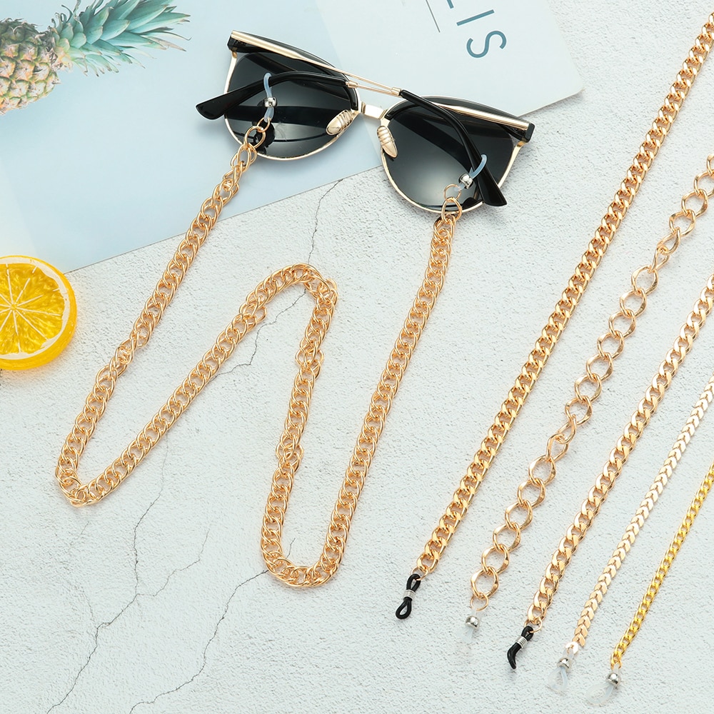 1 pc Neue Nicht-Unterhose Metall Brillen Ketten Sonnenbrille Halfter Halskette Lesebrille Schlüsselband Gold Überzogene Brillen Zubehör