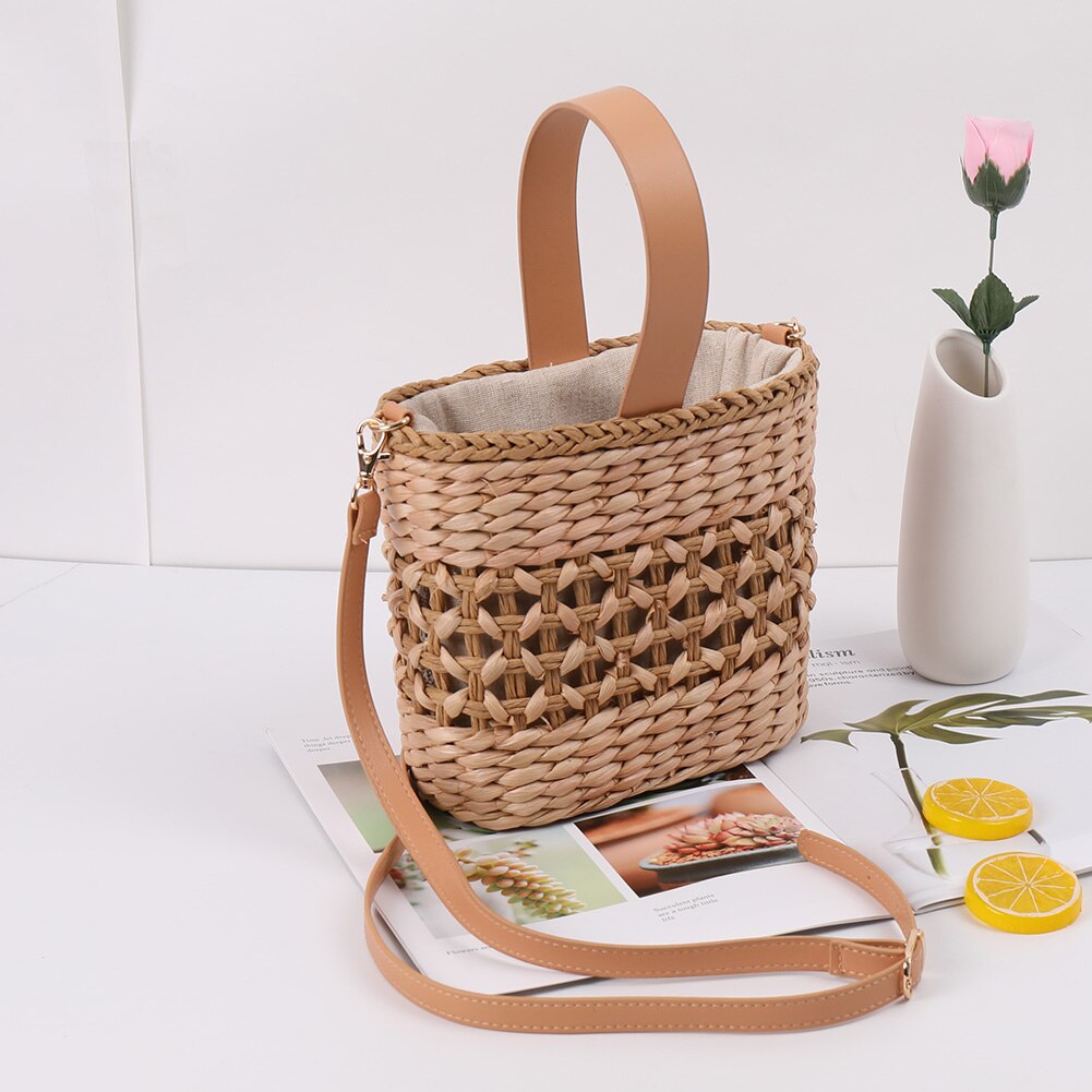 lässig Stroh Tasche Natürlichen Weide Tote Taschen Frauen Geflochtene Handtasche Für Garten Handgemachte Mini gewebte Rattan Taschen