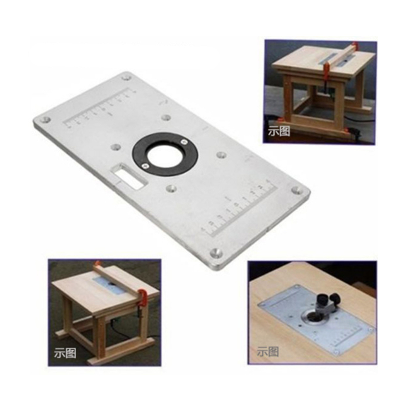 1einstellen Aluminium Router Tisch Einfügung Platte w/4 Ringe Für Holzbearbeitung Bänke Router Tisch Platte 235x120x 8mm