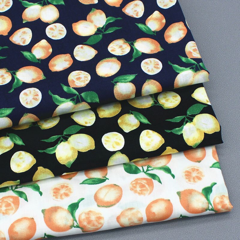 100% schlicht Baumwolle Popeline Frische Obst Orange Zitrone Gedruckt Baumwoll-popeline Stoff 50x140cm Überprüfen Stoff Patchwork