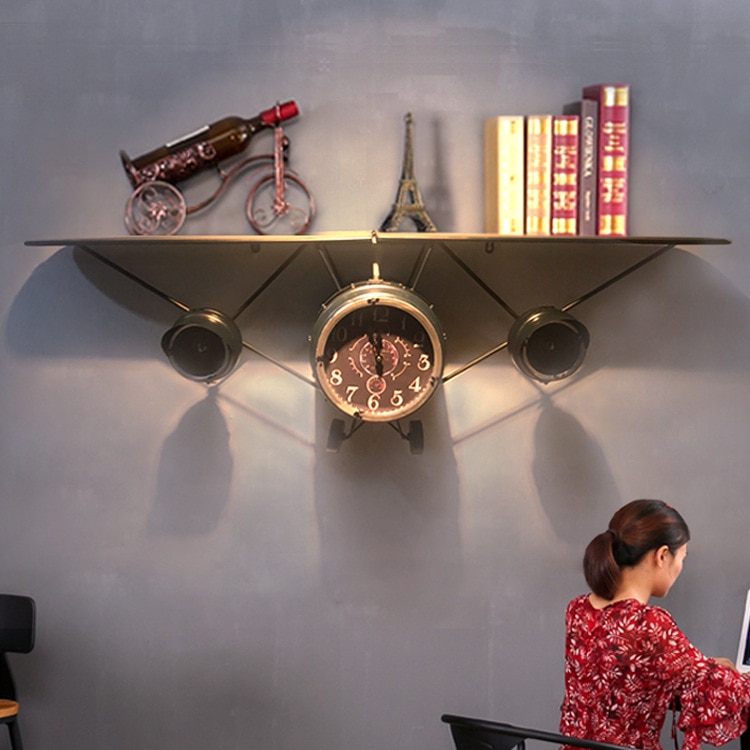 Jahrgang Eisen Flugzeug Uhr Kreative Zauberstab Dekoration Uhr Zauberstab Dekoration Uhr Flugzeug Modell Anhänger