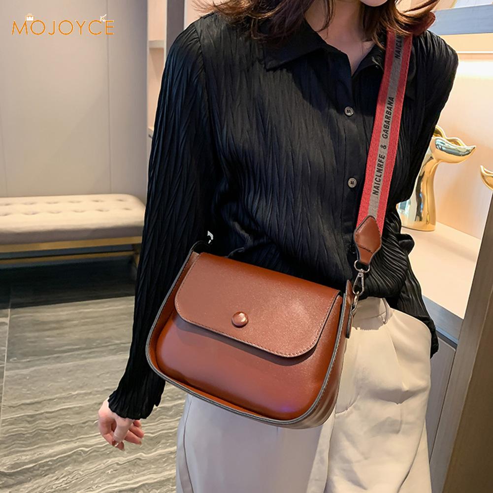 Frauen fest Farbe Schulter Tasche lässig weit Bote Handtaschen weiblich retro klein PU Leder Crossbody Taschen