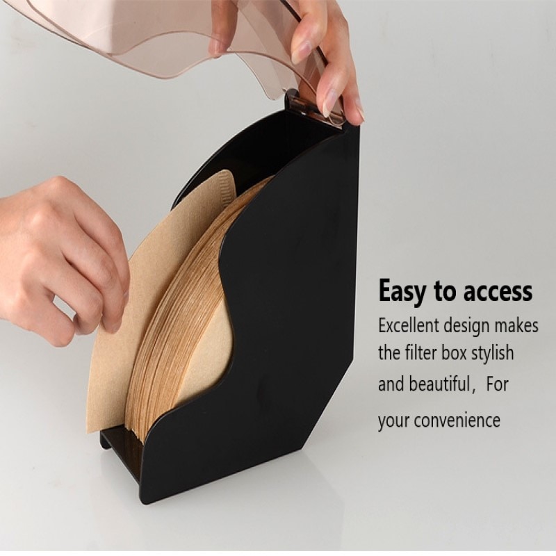 Große Kaffee Filter Papier Holde Filter Papier Kasten Filterung Papier Lagerung Stehen Kaffee Werkzeuge Staub-nachweisen Mit Abdeckung kaffee maschine